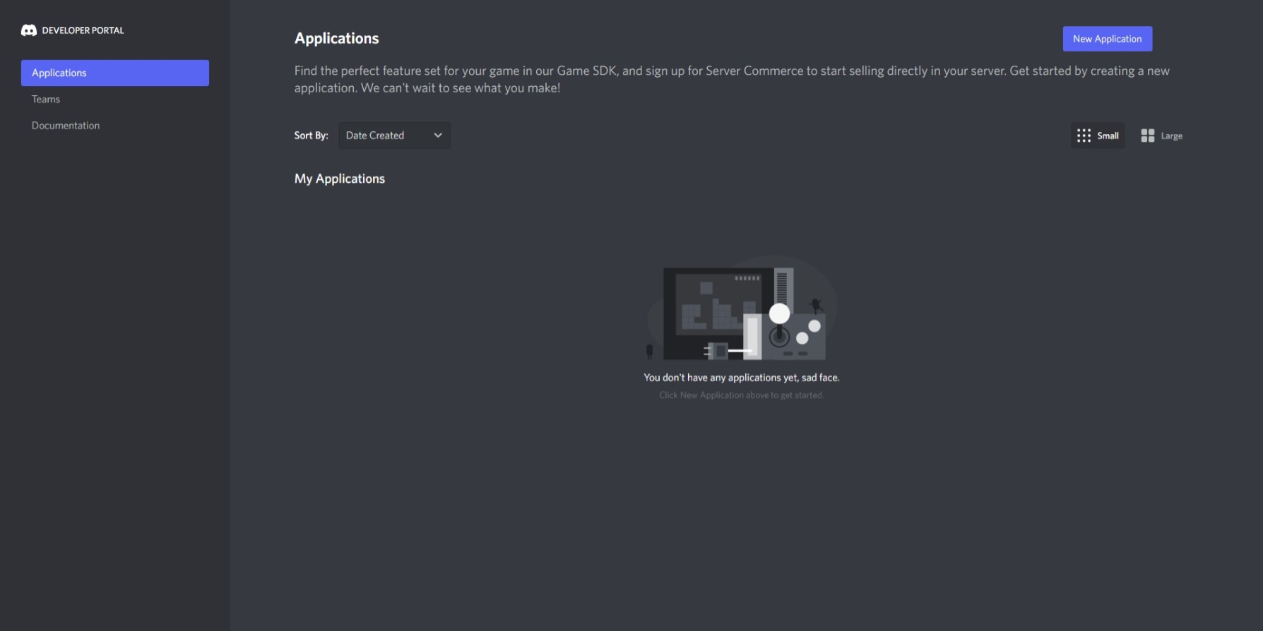 Historical 2022 Discord Developer Portal applications page